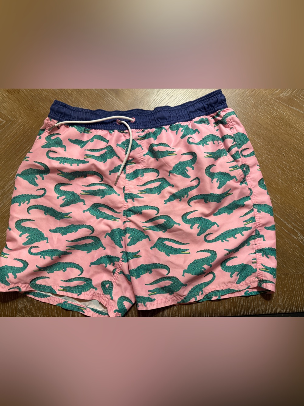 Mini Biden Pink Crocodile Boys Swim Suit Trunks Medium Size 10/12